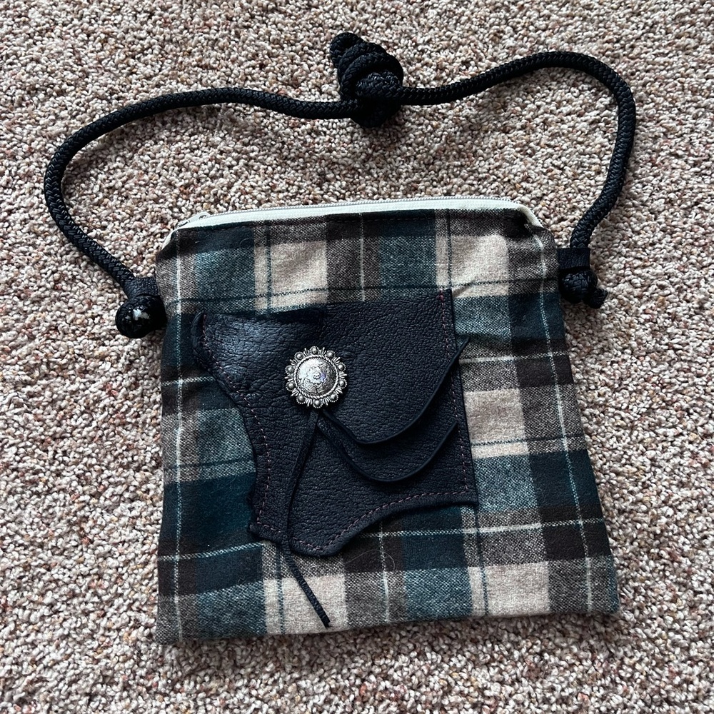 Upcycled Tartan Crossbody Bag with a touch of Punk Charm